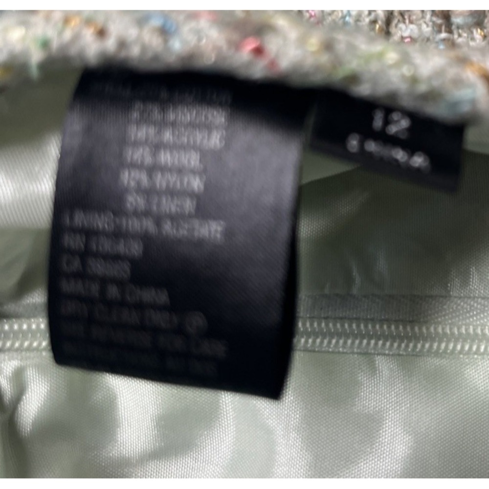 Tahari 2 Pc Boucle Tweed Skirt Suit Set Size 12 Sequin Trim Pastel Career - Picture 16 of 16